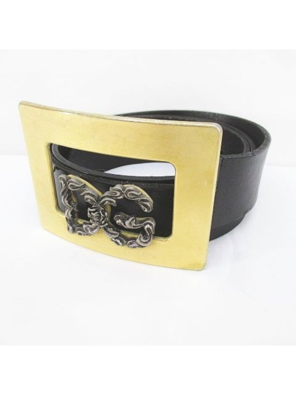 Dolce & Gabbana Belt Leather Style Logo 95 Black Top Buckle
